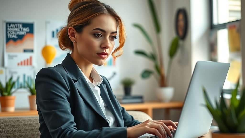 Professional businesswoman reviewing email marketing list growth metrics for email list health and growth rate.