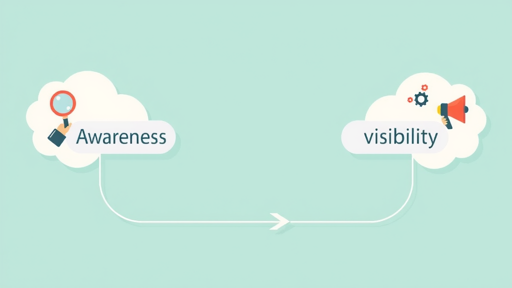 clean infographic showing branching strategies: awareness vs. visibility in visibility marketing